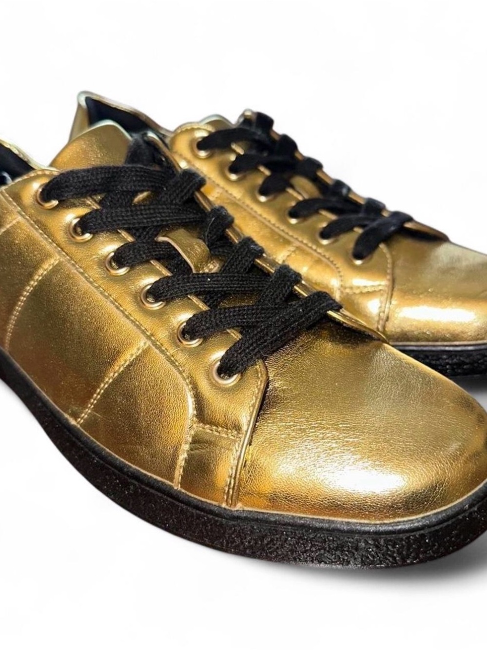 INC International Concepts Metallic Gold Sneakers with Black Laces